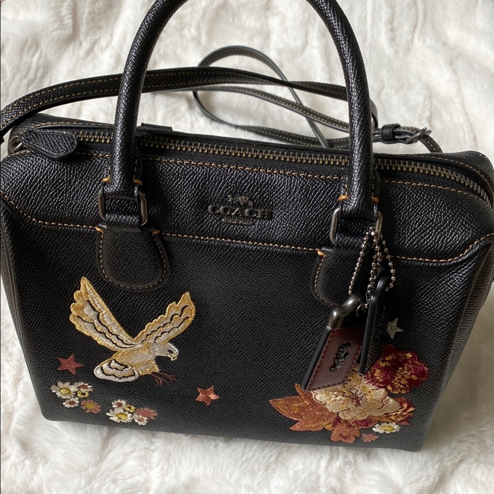 COACH TATTOO EMBROIDERY MINI BENNETT SATCHEL BLACK/MULTI 31430 LIMITED EDITION